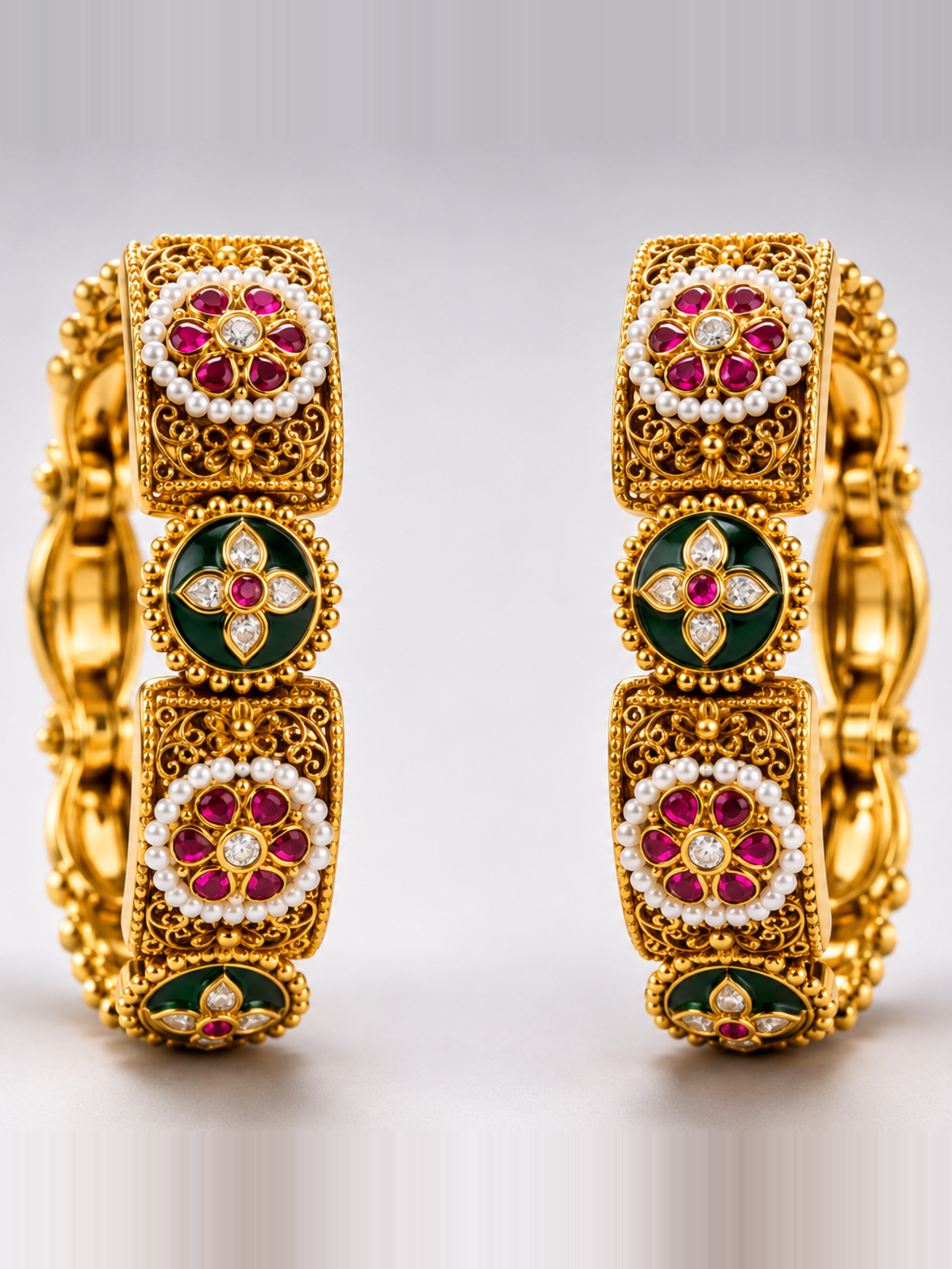 Heritage Bloom Gold Bangle Set