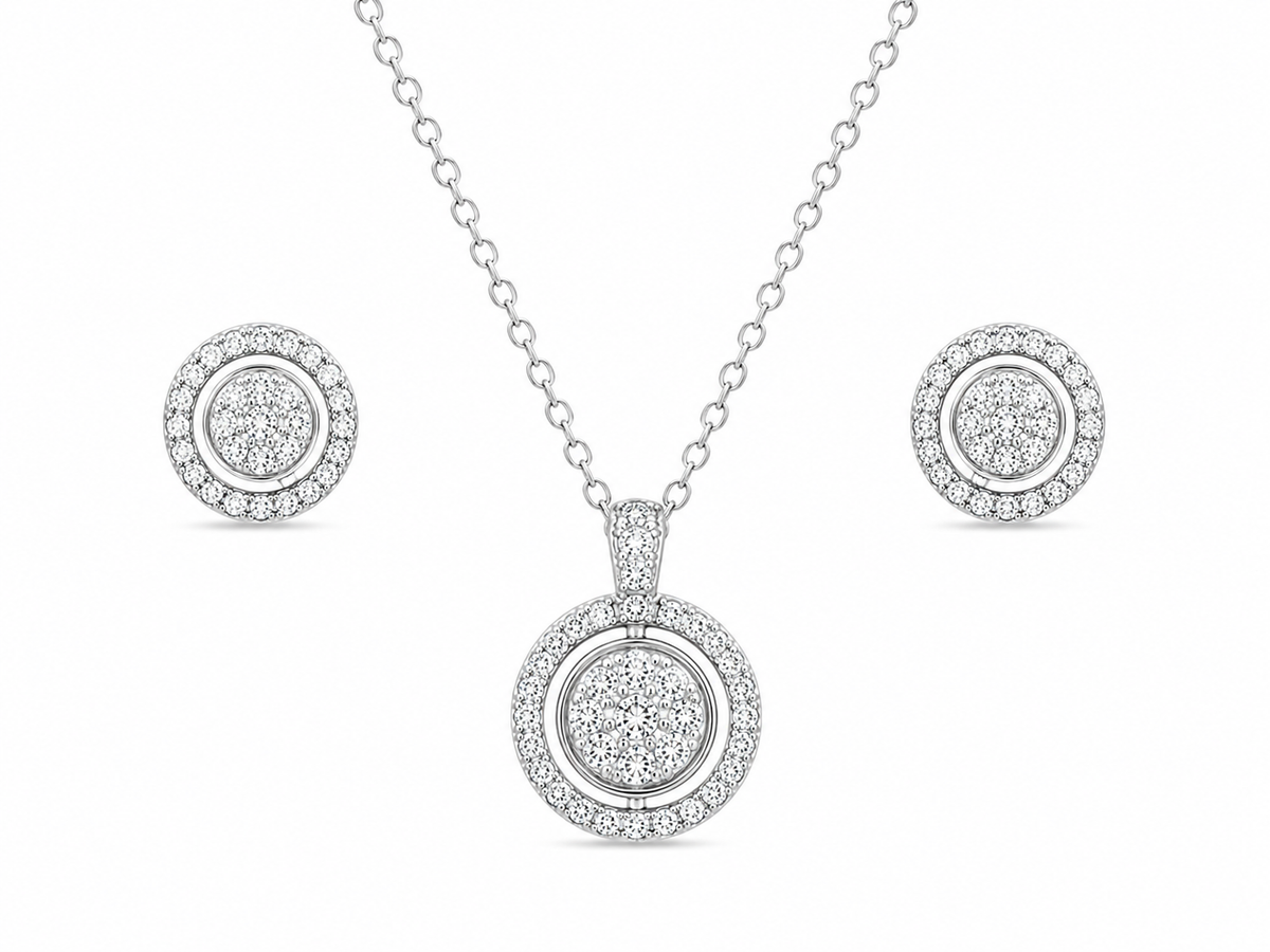 Dazzling Bloom Diamond Pendant Set