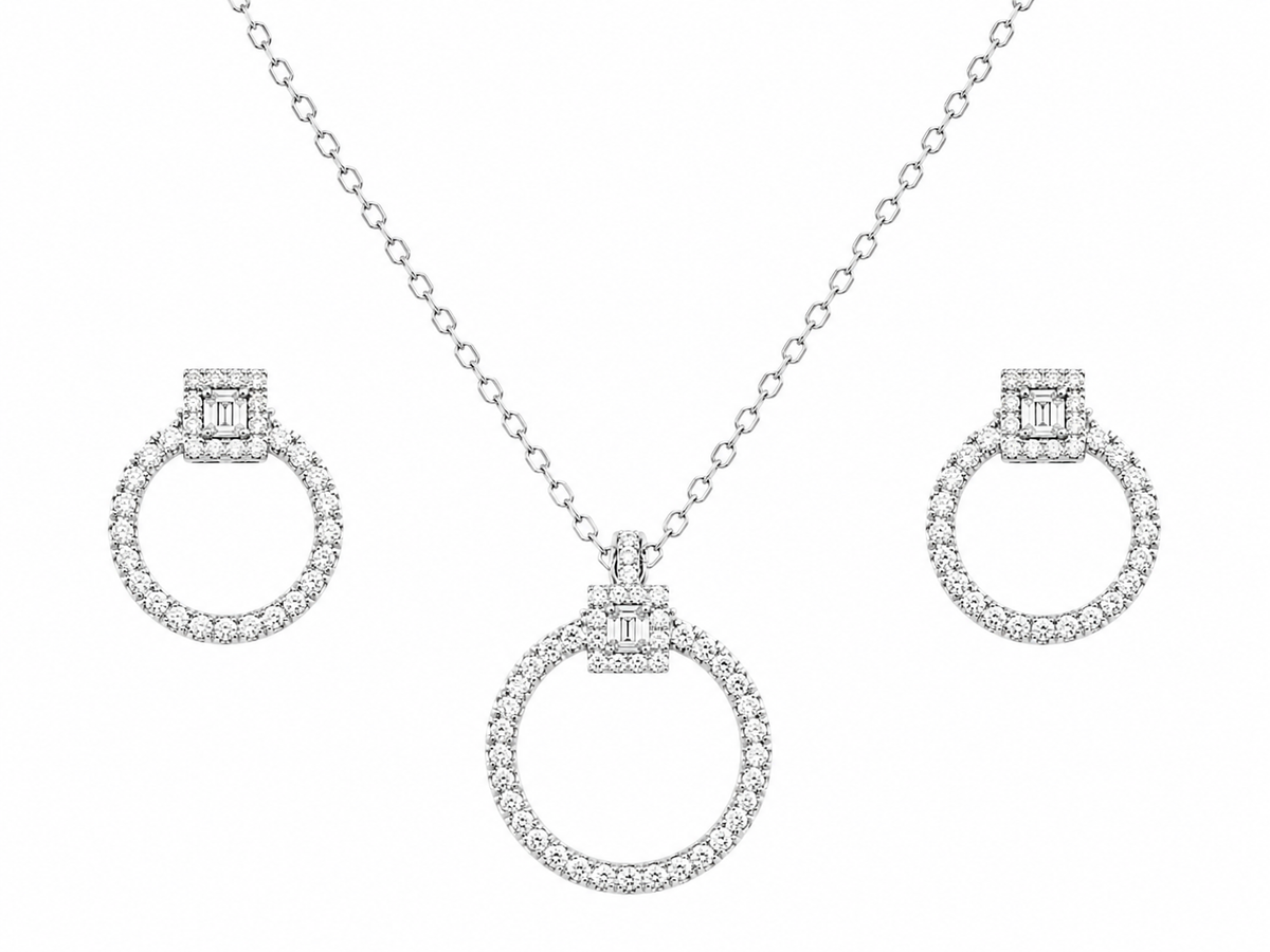 Refined Radiance Diamond Pendant Set