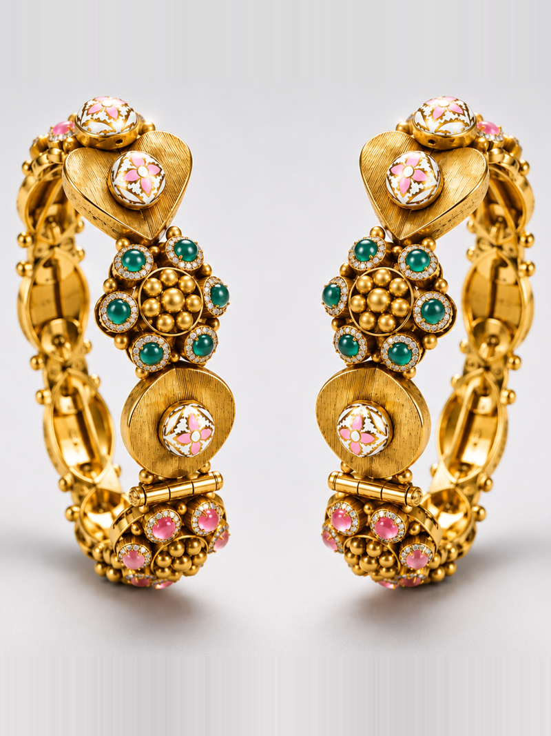Lustrous Antique Gold Bangle Set