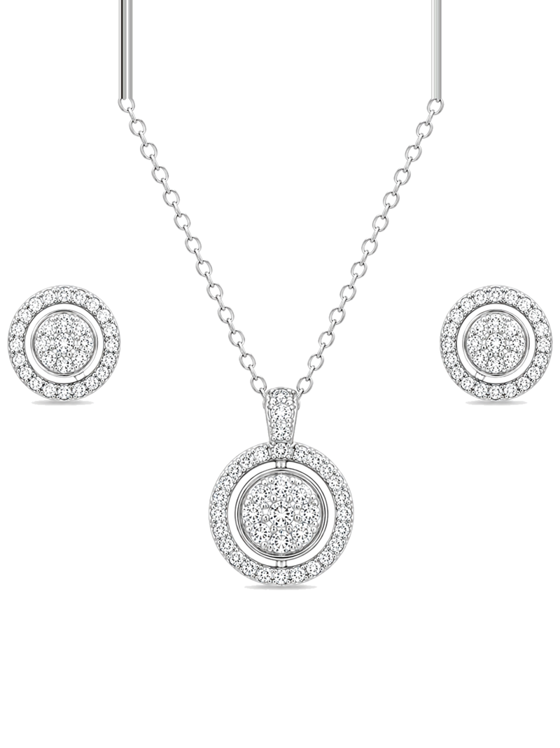 Dazzling Bloom Diamond Pendant Set