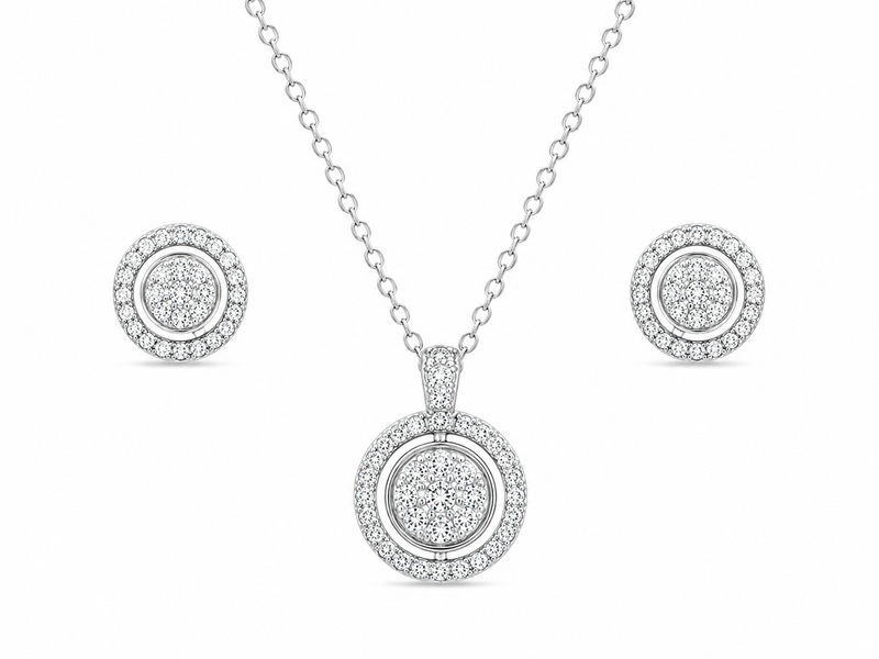 Dazzling Bloom Diamond Pendant Set