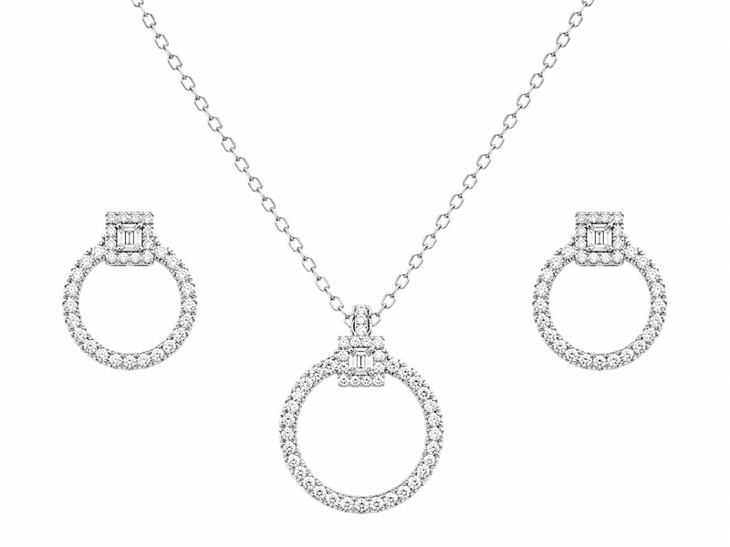 Refined Radiance Diamond Pendant Set