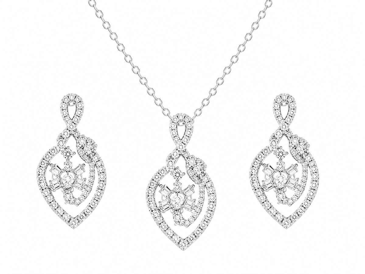 Radiant Grace Diamond Pendant Set